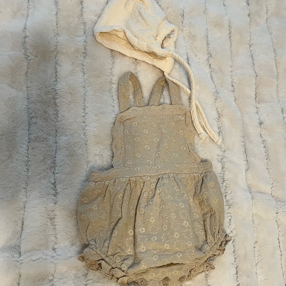 Zara Baby lace romper with bonnet